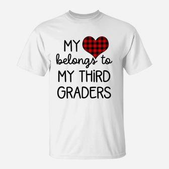 Cute Sweet Valentines Day Gift Idea For Third Grade Teacher T-Shirt - Seseable