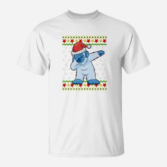 Dabbing Bigfoot Yeti Santa Ugly Christmas T-Shirt - Seseable