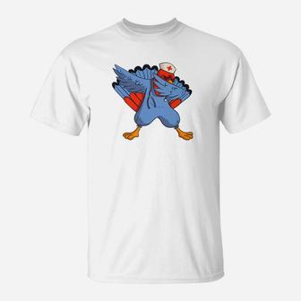 Dabbing Nurse Turkey Thanksgiving Gifts For Doctor T-Shirt - Seseable