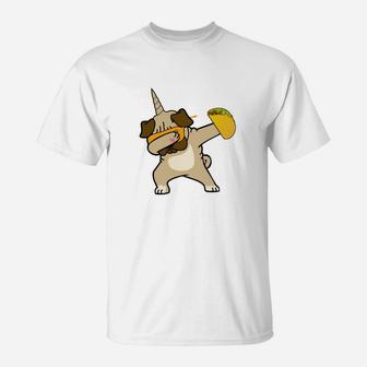 Dabbing Pug Dog Taco Pugicorn Mexican Tacos Unicorn T-Shirt - Seseable