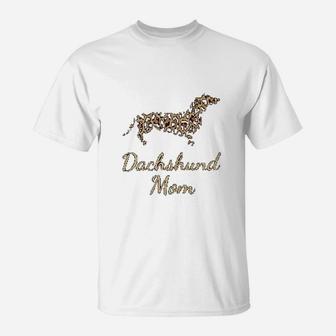 Dachshund Mom Leopard Print Dachshund Mom Gifts T-Shirt - Seseable