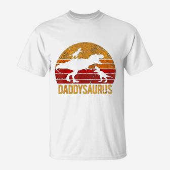 Daddy Dinosaur Daddysaurus 2 Two Kids T-Shirt - Seseable