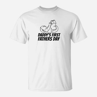 Daddys First Fathers Day Funny Dad Christmas Gift T-Shirt - Seseable