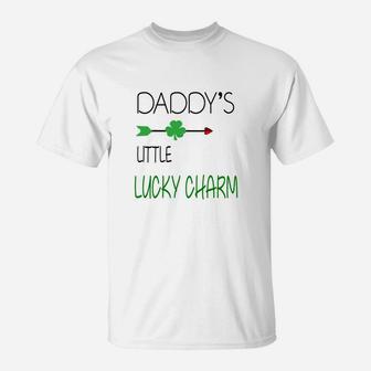 Daddys Little Lucky Charm Cute St Patricks Day Kids T-Shirt - Seseable