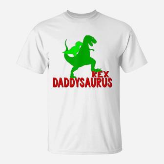 Daddysaurus Funny Dinosaur Trex Fathers Day Dad T-Shirt - Seseable