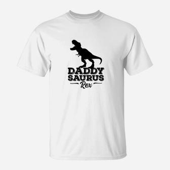 Daddysaurus Rex Dinosaur Dad Gift Bold Premium T-Shirt - Seseable