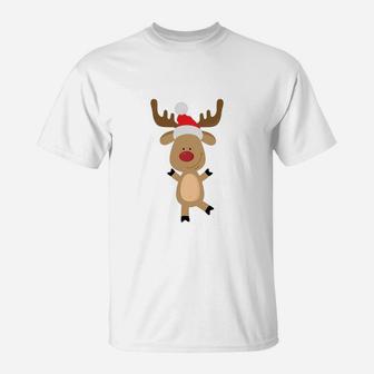 Dancing Rudolph Red Nosed Reindeer Merry Christmas T-Shirt - Seseable