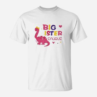 Dinosaur Big Sister Announcement T-Shirt - Seseable