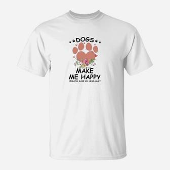 Dog Dogs Make Me Happy Classic T-Shirt - Seseable