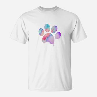 Dog Lovers Paw Prin Cool Watercolor Design T-Shirt - Seseable