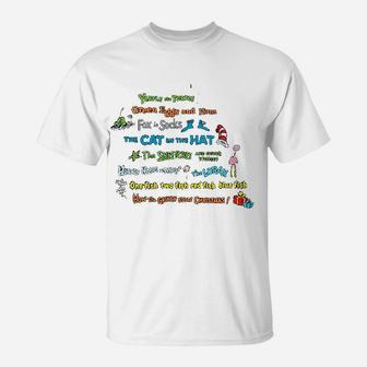 Dr Seuss Book Title T-Shirt - Seseable