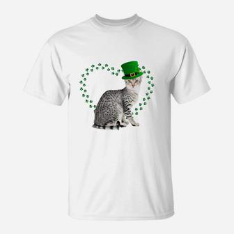 Egyptian Mau Heart Paw Leprechaun Hat Irish St Patricks Day Gift For Cat Lovers T-Shirt - Seseable