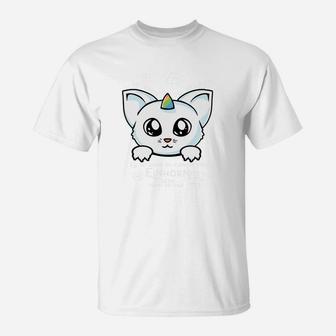 Einhorn-Kätzchen Design Unisex T-Shirt in Weiß - Seseable