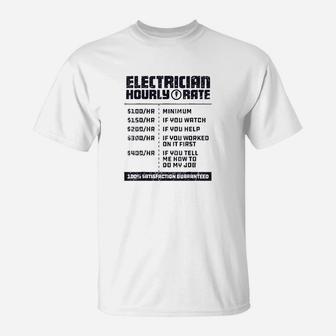 Electrician Hourly Rate Funny Lineman Dad Vintage Gifts Men T-Shirt - Seseable
