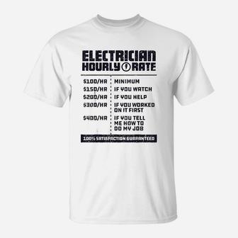 Electrician Hourly Rate Funny Lineman Dad Vintage Gifts T-Shirt - Seseable