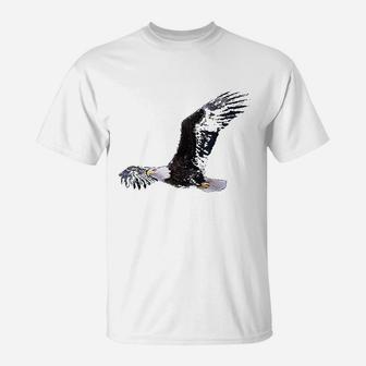 Elegant American Bald Eagle In Flight Photo Portrait T-Shirt - Seseable