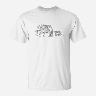 Elephan With Mandala Pattern With Elephant Mom Baby T-Shirt - Seseable