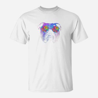 English Bulldog Neon Color English Bulldog Gift T-Shirt - Seseable