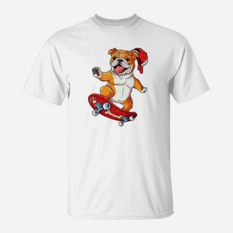English Bulldog Skateboard Dog Skater Skateboarding T-Shirt - Seseable