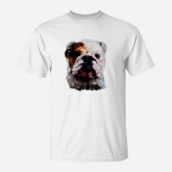 English Bulldog Watercolor Effect Graphic Dog Love T-Shirt - Seseable