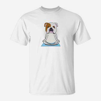 English Bulldog Yoga Bulldog Lover T-Shirt - Seseable