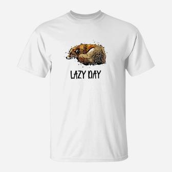 Entspanntes Faultier Lazy Day T-Shirt in Weiß, Gemütliches Freizeitshirt - Seseable