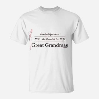 Excellent Grandmas Get Promoted To Great Grandmas Crewneck T-Shirt - Seseable