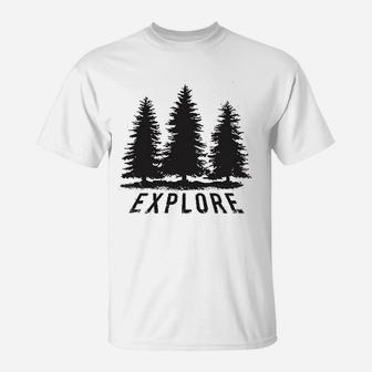 Explore Pine Trees Outdoor Adventure Cool T-Shirt - Seseable