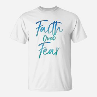 Faith Over Fear Vintage Inspirational Bold Christian T-Shirt - Seseable