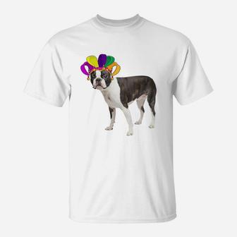 Fat Tuesday Mardi Gras Boston Terrier Wearing Jester Hat Gift Dog Lovers T-Shirt - Seseable