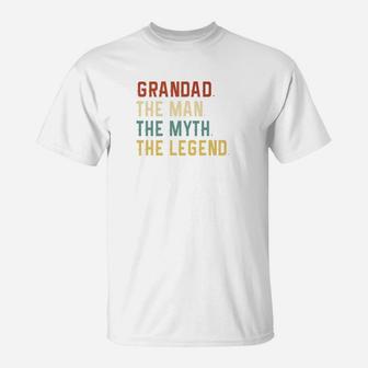 Fathers Day Shirt The Man Myth Legend Grandad Papa Gift T-Shirt - Seseable