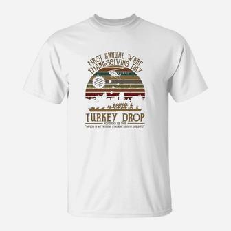 First Annual Wkrp Thanksgiving Day Turkey Drop Vintage T-Shirt - Seseable