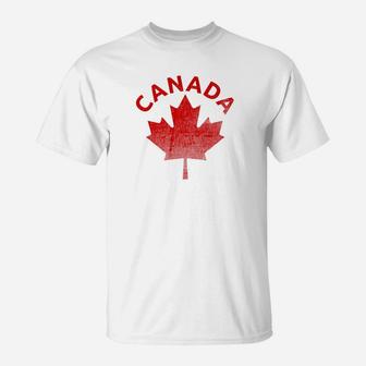 Flag Of Canada Vintage Distressed Retro Mom Dad Gift Fun Premium T-Shirt - Seseable