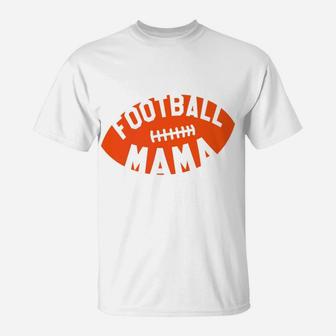 Football Mama Orange Helmet Retro Mom Gift T-Shirt - Seseable