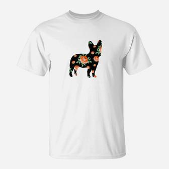 French Bulldog Floral Pattern Graphic Frenchie Love T-Shirt - Seseable