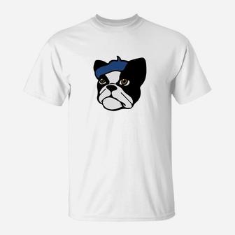 French Bulldog Funny French Beret Frenchie Bulldogs T-Shirt - Seseable