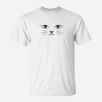 Funny And Cute Cat Face Cats Look For Cat Lovers T-Shirt - Seseable