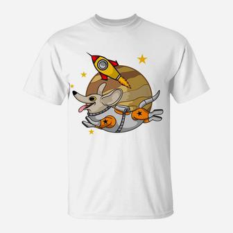 Funny Corgi Dog Astronaut Cartoon Dog Gift Idea T-Shirt - Seseable