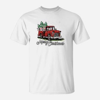 Funny Cow Christmas Cow Pickup Truck T-Shirt - Seseable