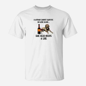 Funny Dog Mom Labrador Retriever Lab Wine T-Shirt - Seseable