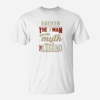 Funny Fathers Day Gifts Grandpa Abuelo The Man Myth Legend Premium T-Shirt - Seseable
