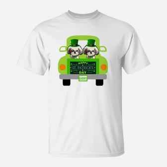 Funny Happy St Patricks Shih Tzu s Dogs Lovers Owners T-Shirt - Seseable
