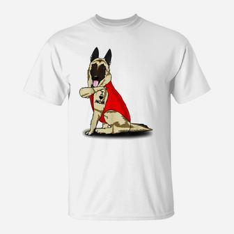 Funny Malinois Dog I Love Mom Tattoo Malinois Lover T-Shirt - Seseable