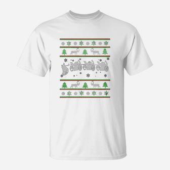 Funny Motorcycle Christmas Santa Flying Santa Sleigh T-Shirt | Seseable UK