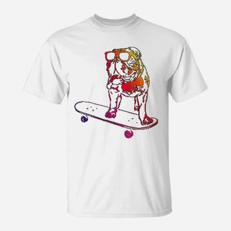 Funny Skateboard English Bulldog T-Shirt - Seseable