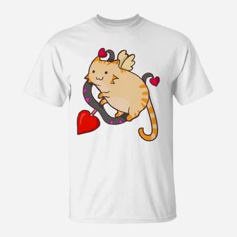 Funny Valentines Day Cupid Cat Kitty Kitten For Women T-Shirt - Seseable