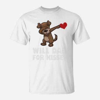 Funny Valentines Day Dabbing Dog Hear T-Shirt - Seseable