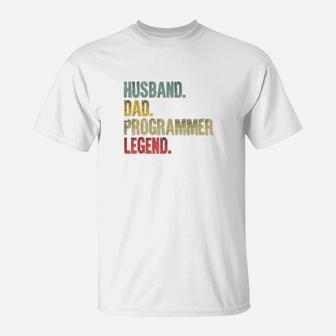 Funny Vintage Husband Dad Programmer Legend Retro T-Shirt - Seseable