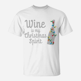 Funny Wine Christmas Spirit Drinking Party For Women T-Shirt - Seseable