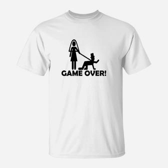 Game Over Hochzeitsmotiv T-Shirt für Herren, Lustiges Ehe Motiv - Seseable